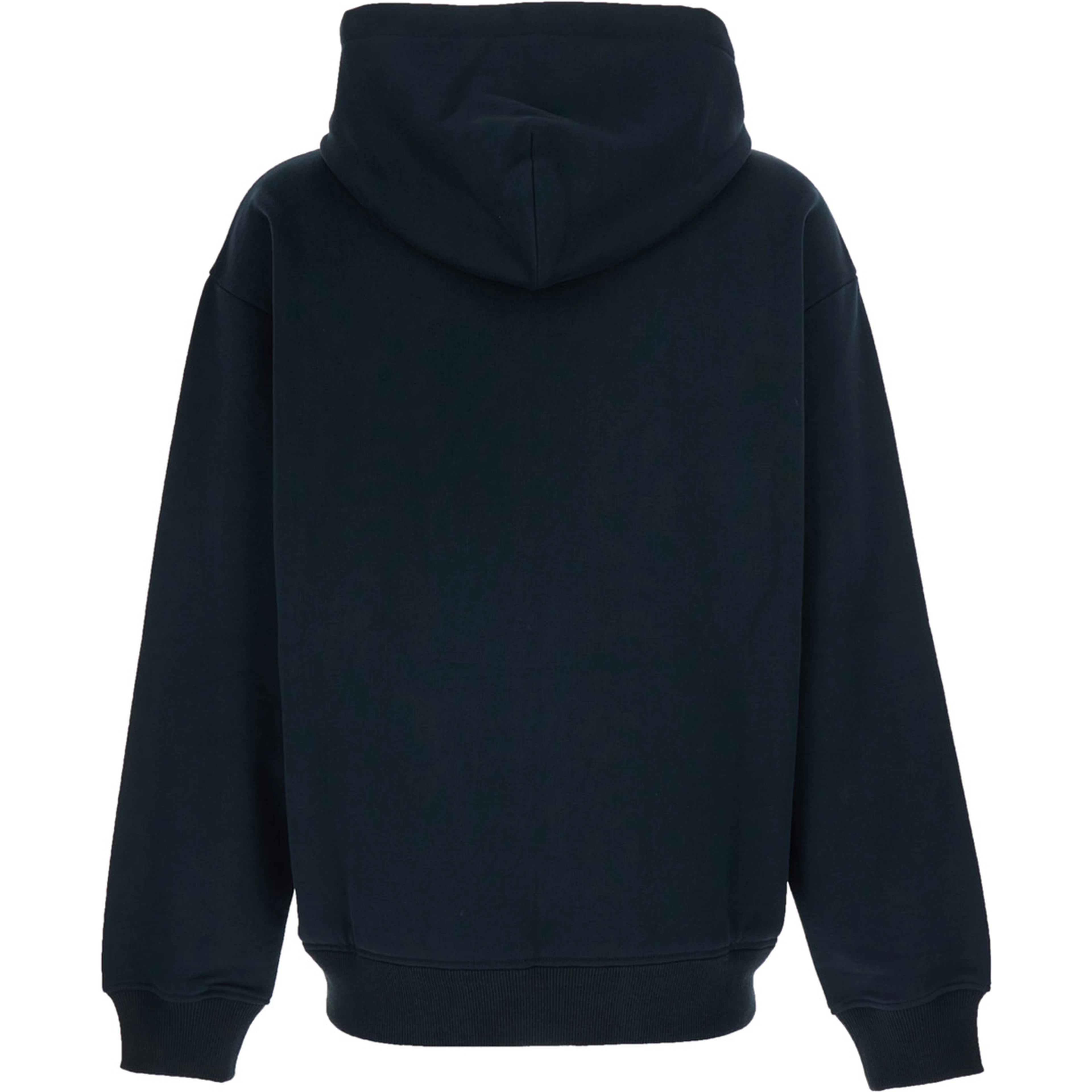 Blue Hooded Sweatshirt with Logo Patch on the Front in Cotton for Man