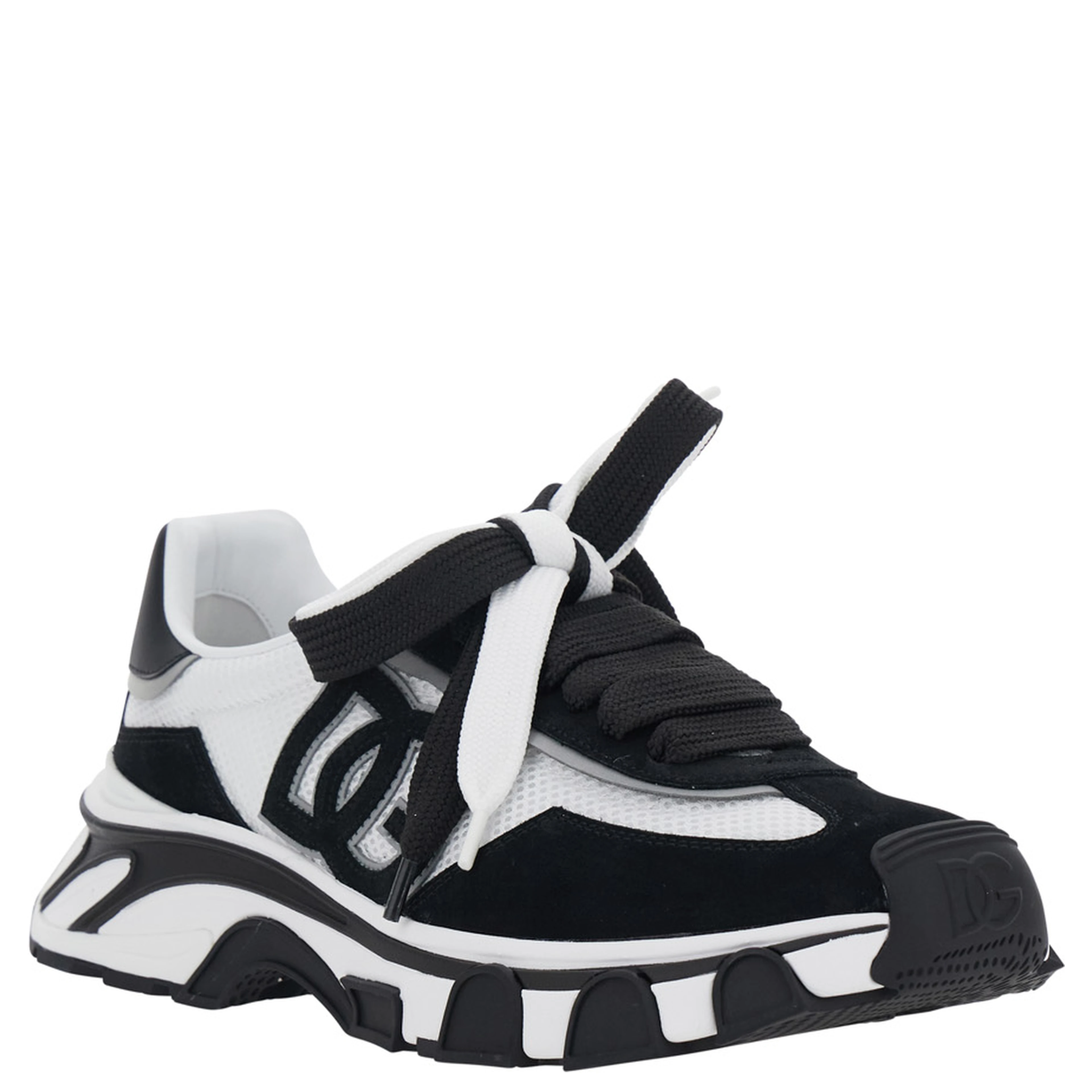 Black Sneakers DG COUTRYROAD with contrasting details. Rubber sole. In leather. Men.