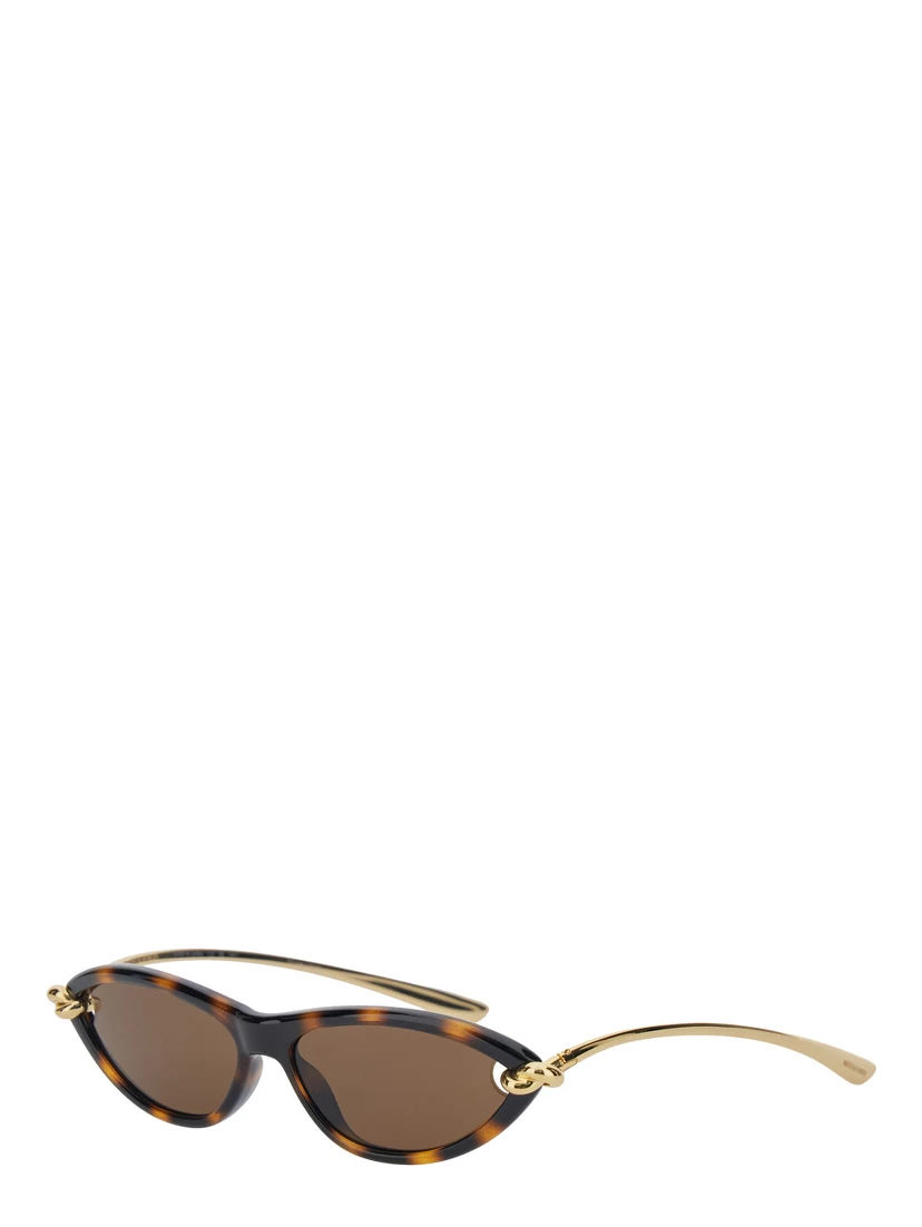 Brown Sunglasses with Tortoiseshell Design and Knot Detail in Metal for Women