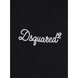 Black Hoodie with Drawstring and Lettering Logo on the Front in Cotton for Men