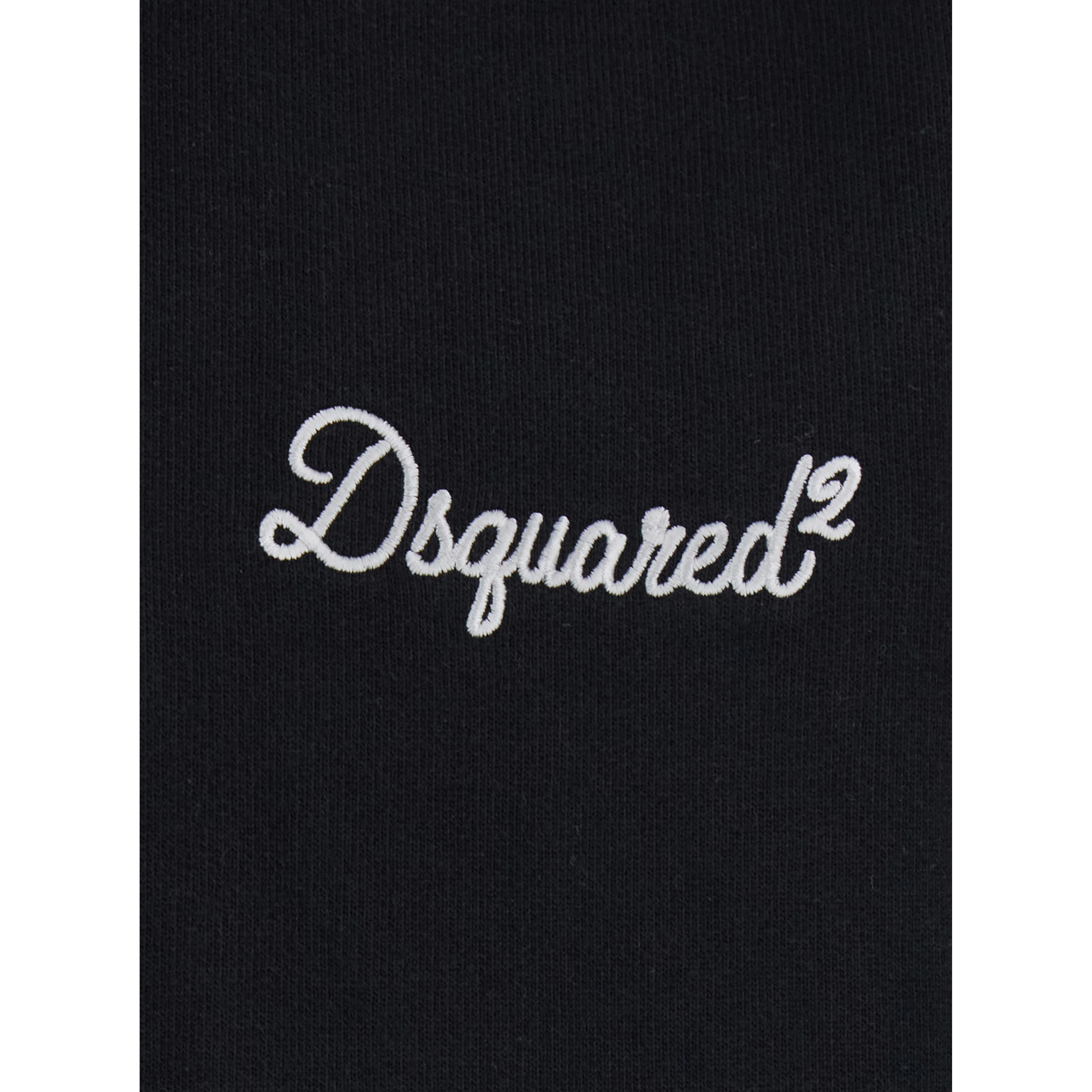 Black Hoodie with Drawstring and Lettering Logo on the Front in Cotton for Men