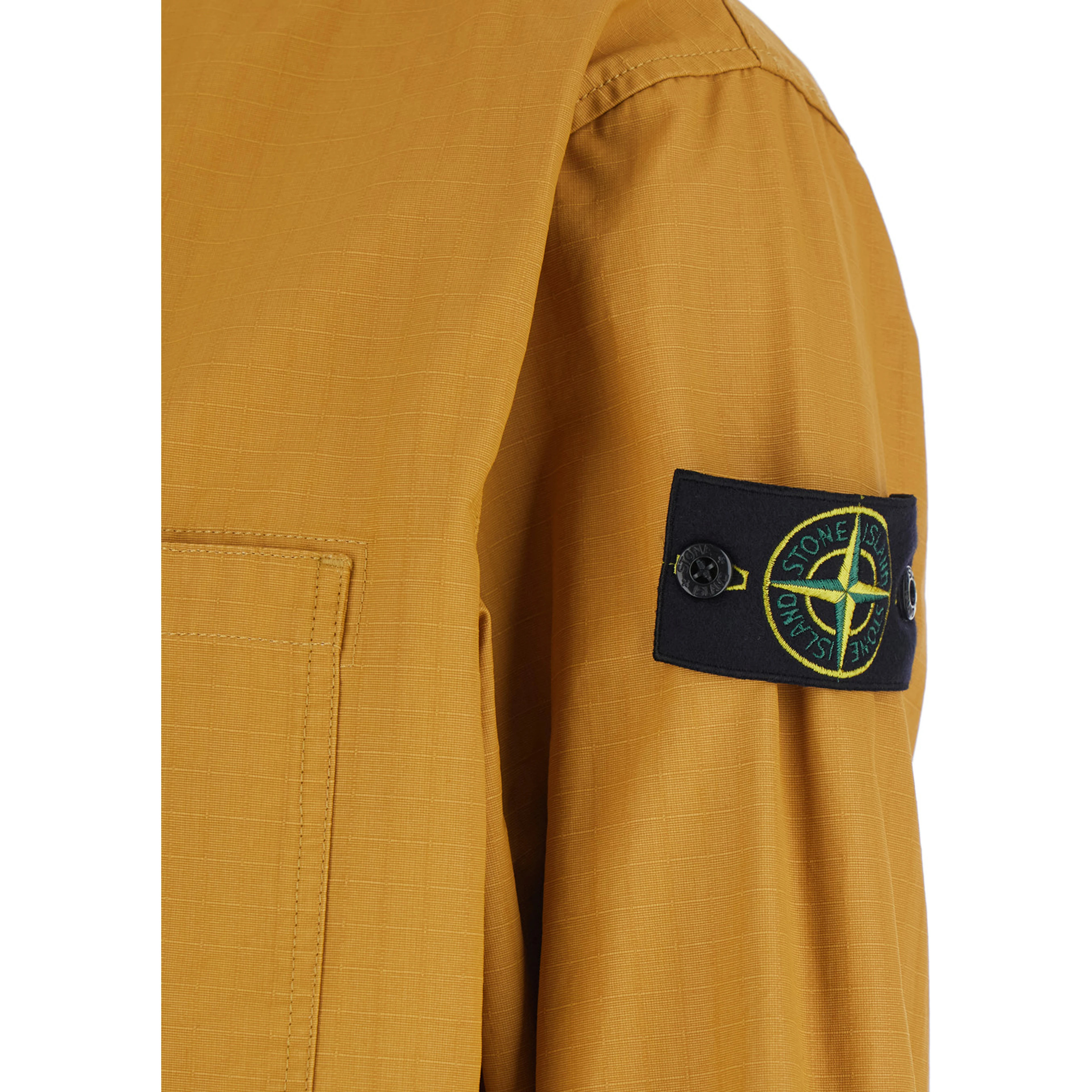 Yellow Jacket with Classic Collar and Logo Patch on the Sleeve in Cotton Man