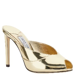 Brigitte Metallic Mule with heart neckline and front opening in leather women