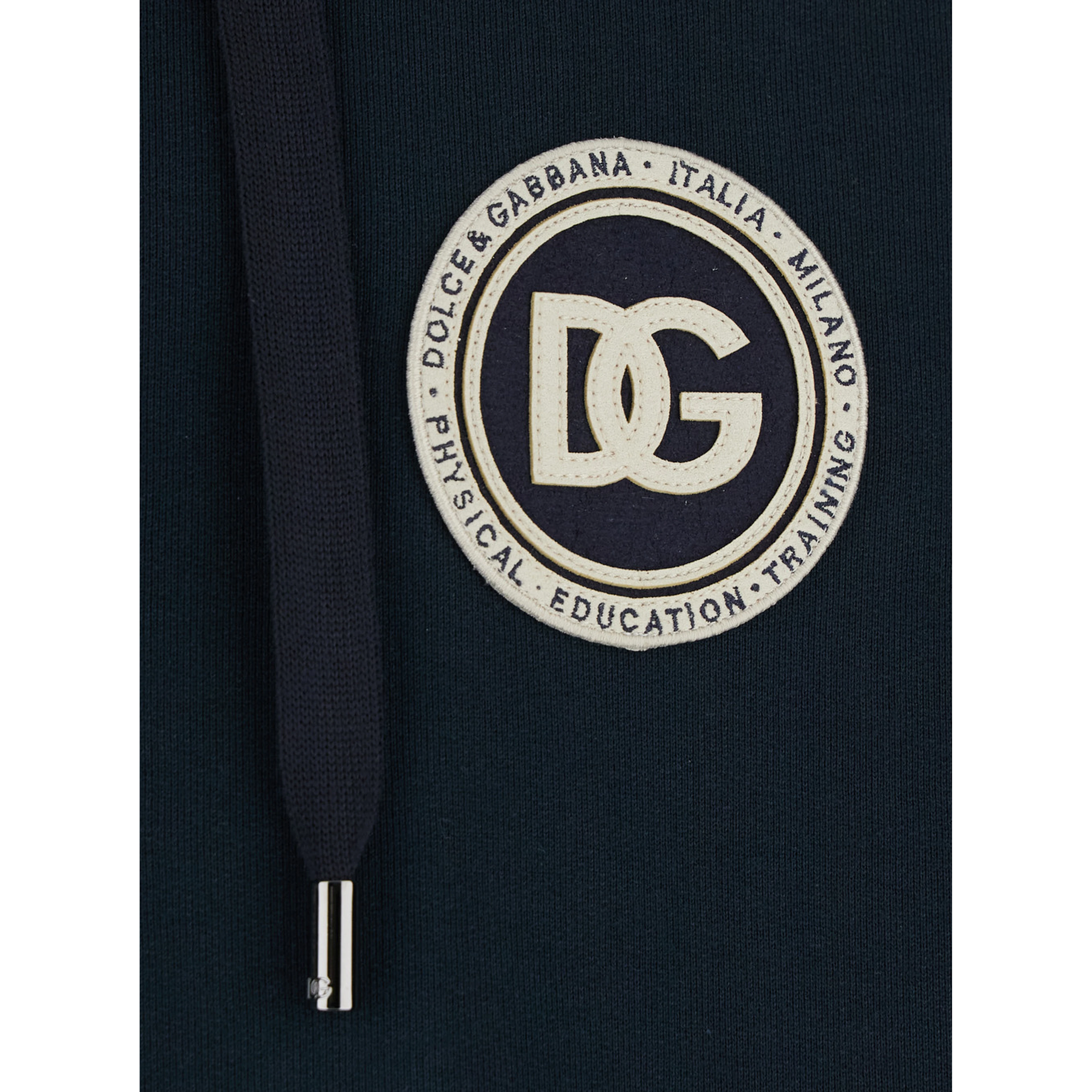 Blue Hooded Sweatshirt with Logo Patch on the Front in Cotton for Man