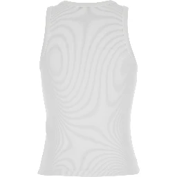 White Sleeveless Top with Logo Lettering on the Front in Stretch Cotton for Women