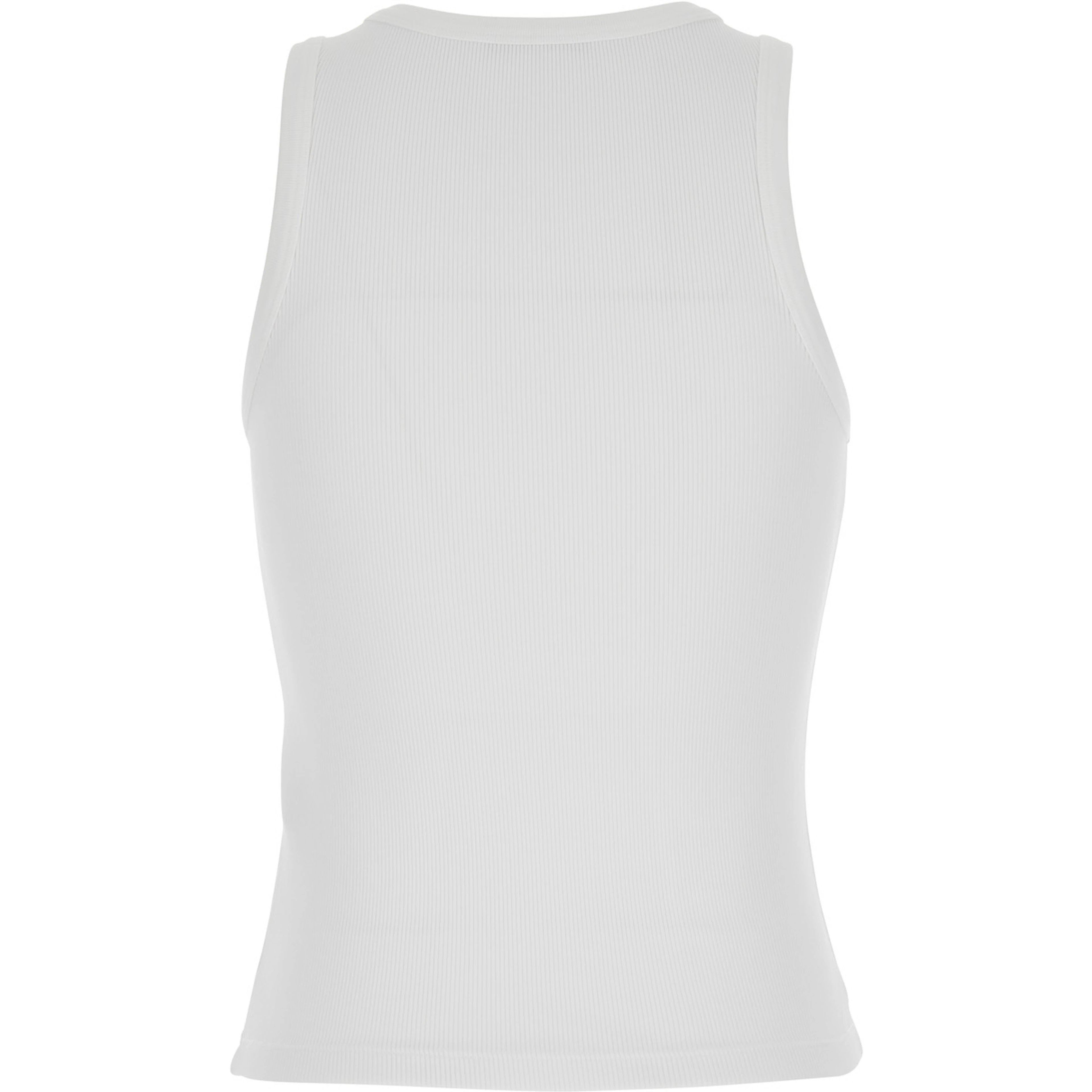 White Sleeveless Top with Logo Lettering on the Front in Stretch Cotton for Women