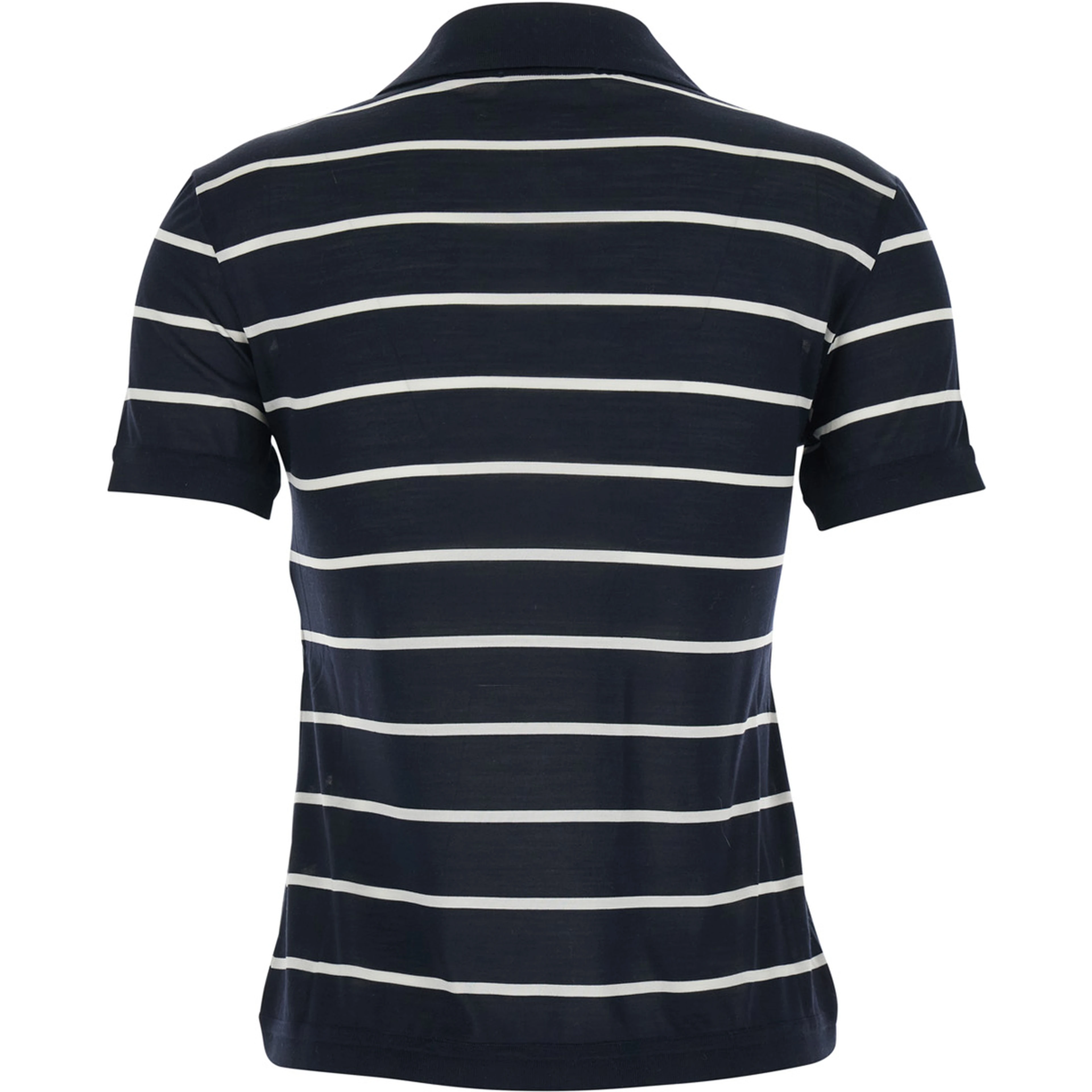 Bellico Black Polo Shirt with striped motif in Silk for Women