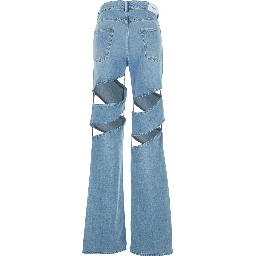 Light Blue Spiral Cut-Out Design Jeans with Logo Patch on the Back in Denim Woman
