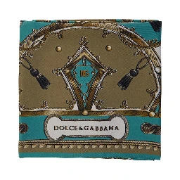 Green Silk Scarf with All-Over Print and Logo Lettering on the Front for Men