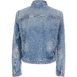 Light Blue Jacket 70s with Classic Collar and Four Patch Pockets on the Front in Denim for Men