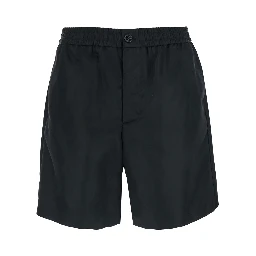 Black Shorts with Elastic Waist and AMI de Coeur Detail on the Back in Tech Fabric Man