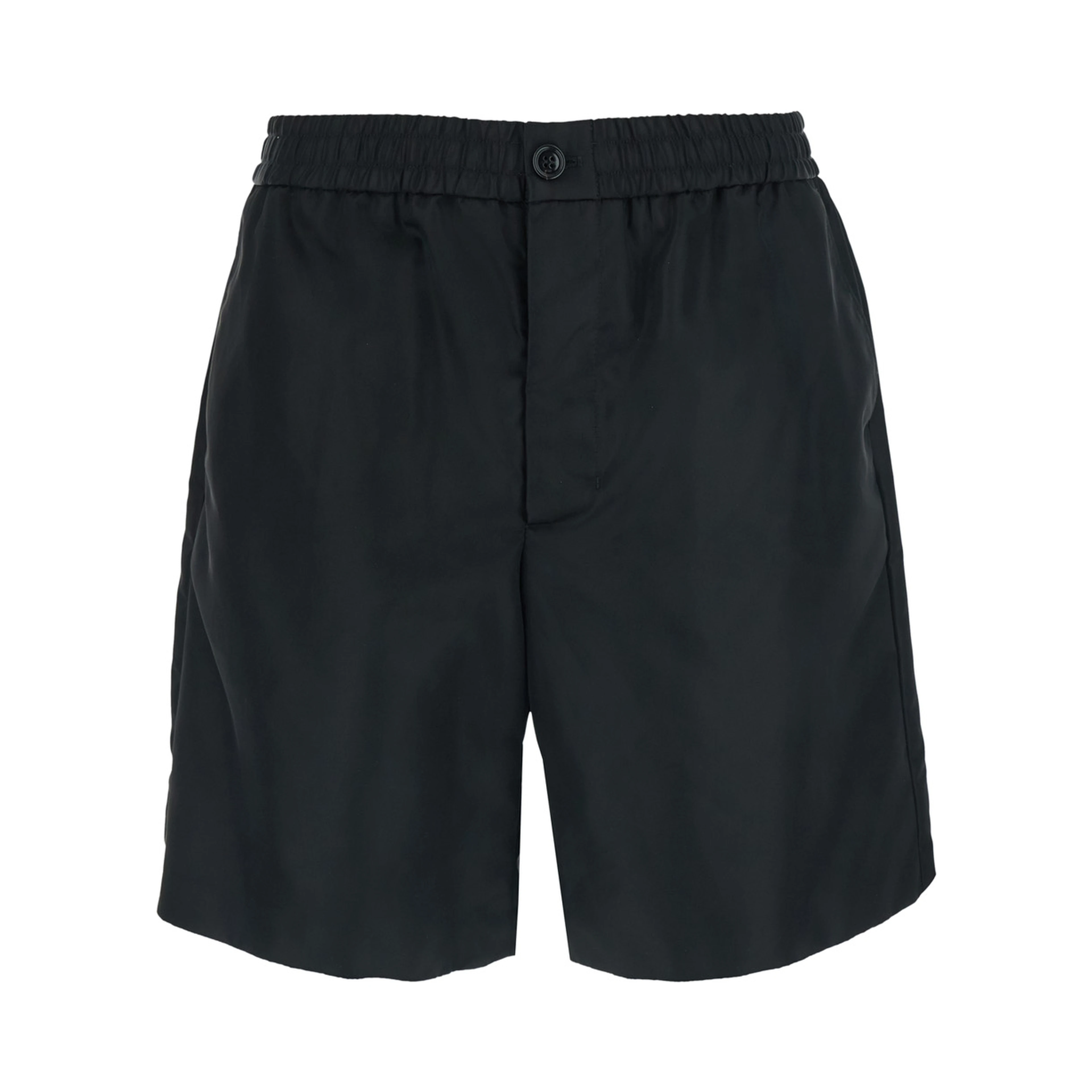 Black Shorts with Elastic Waist and AMI de Coeur Detail on the Back in Tech Fabric Man