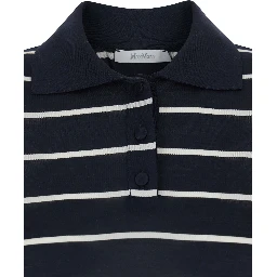 Bellico Black Polo Shirt with striped motif in Silk for Women