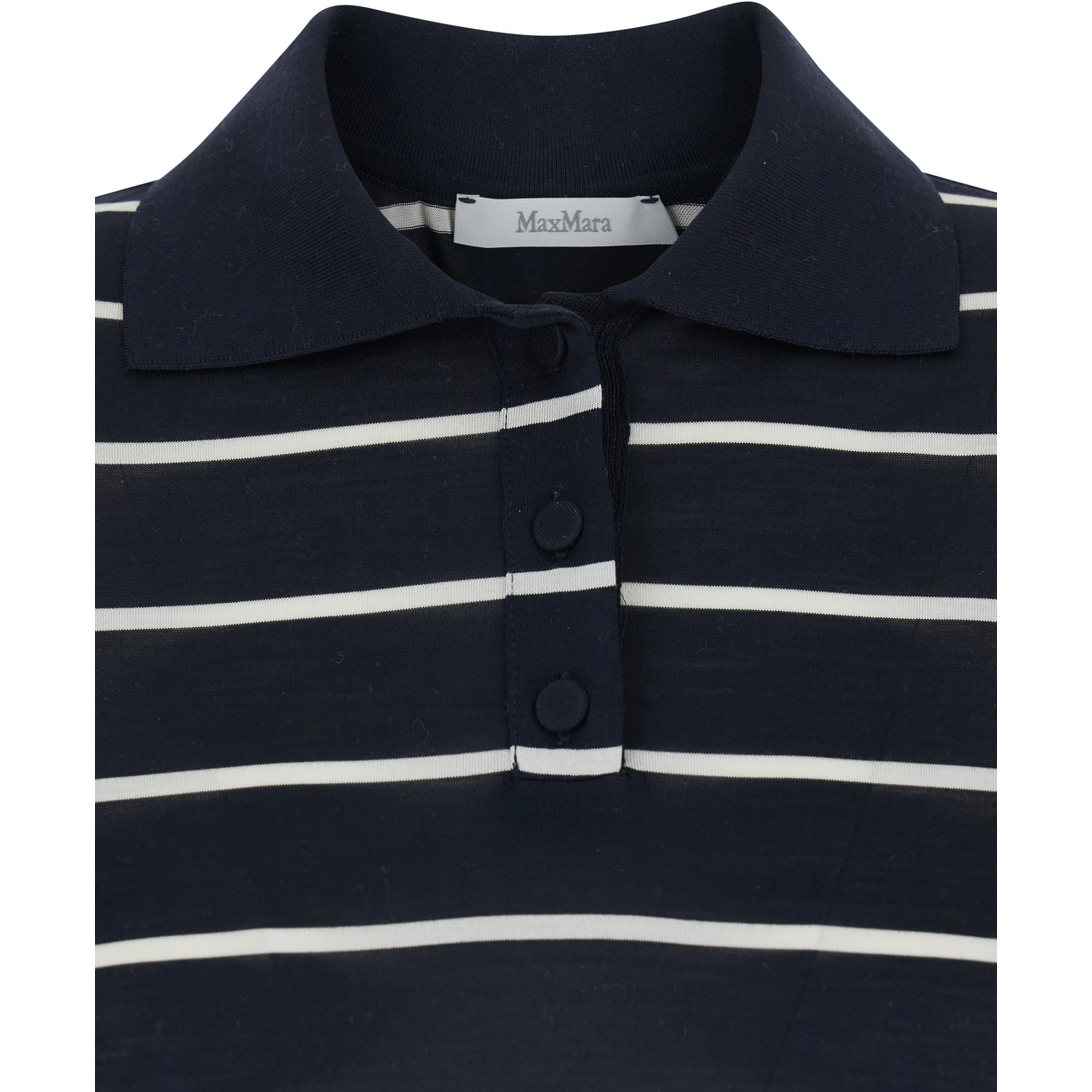 Bellico Black Polo Shirt with striped motif in Silk for Women