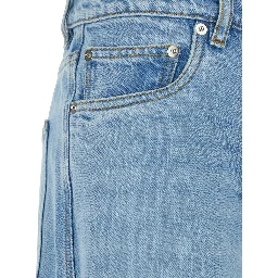 Light Blue Spiral Cut-Out Design Jeans with Logo Patch on the Back in Denim Woman