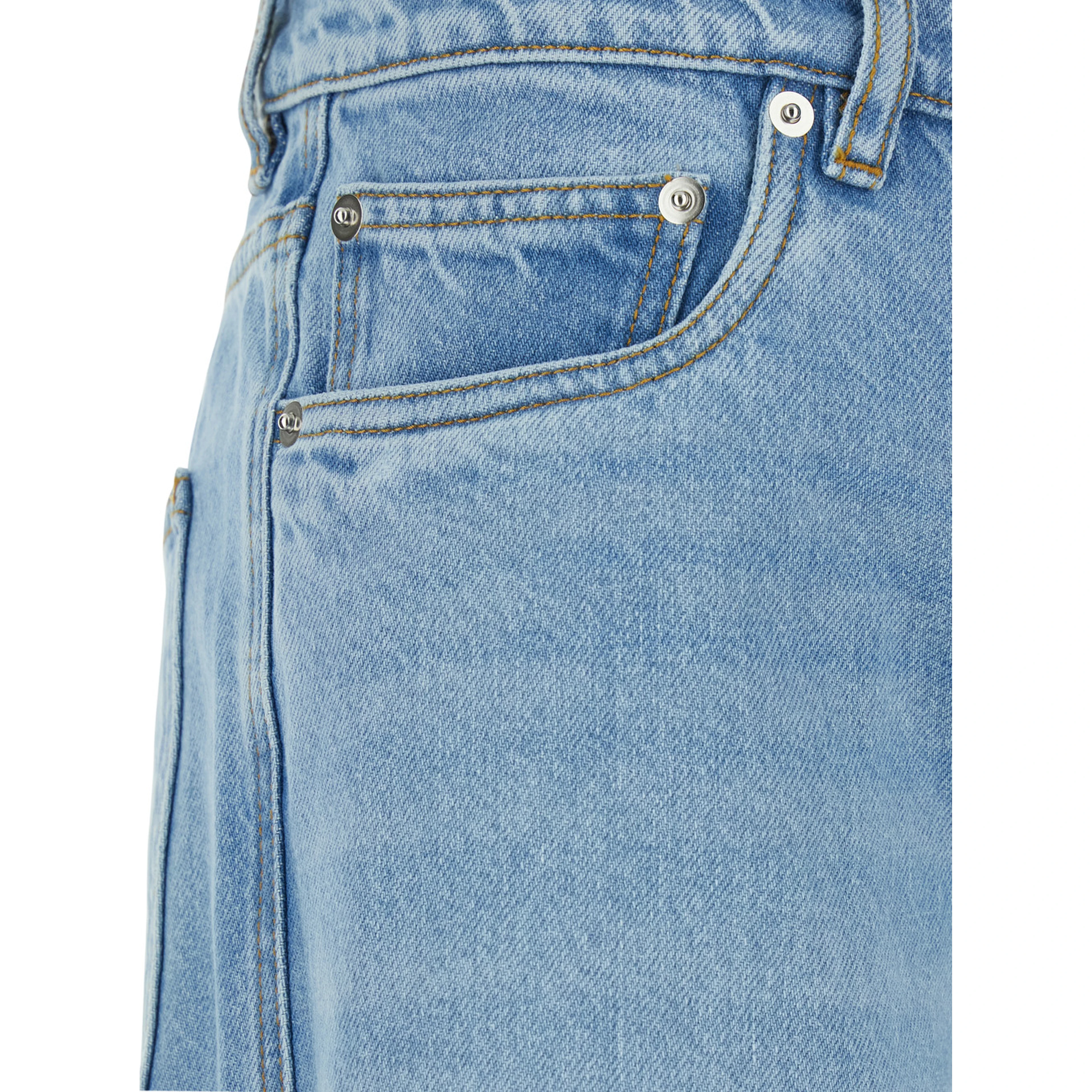 Light Blue Spiral Cut-Out Design Jeans with Logo Patch on the Back in Denim Woman