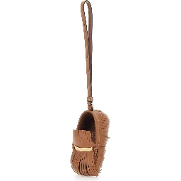 Fringe Pendant with Brown Leather Wrist Strap for Women