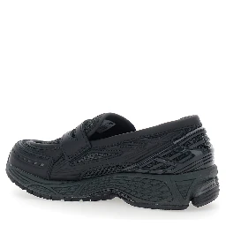 Lifestyle Black Sneakers with Slip-On Design and Mesh Inserts in Leather Unisex