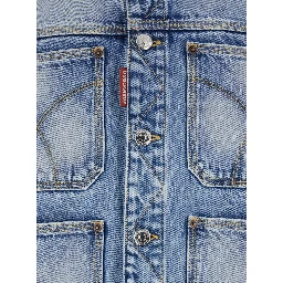 Light Blue Jacket 70s with Classic Collar and Four Patch Pockets on the Front in Denim for Men