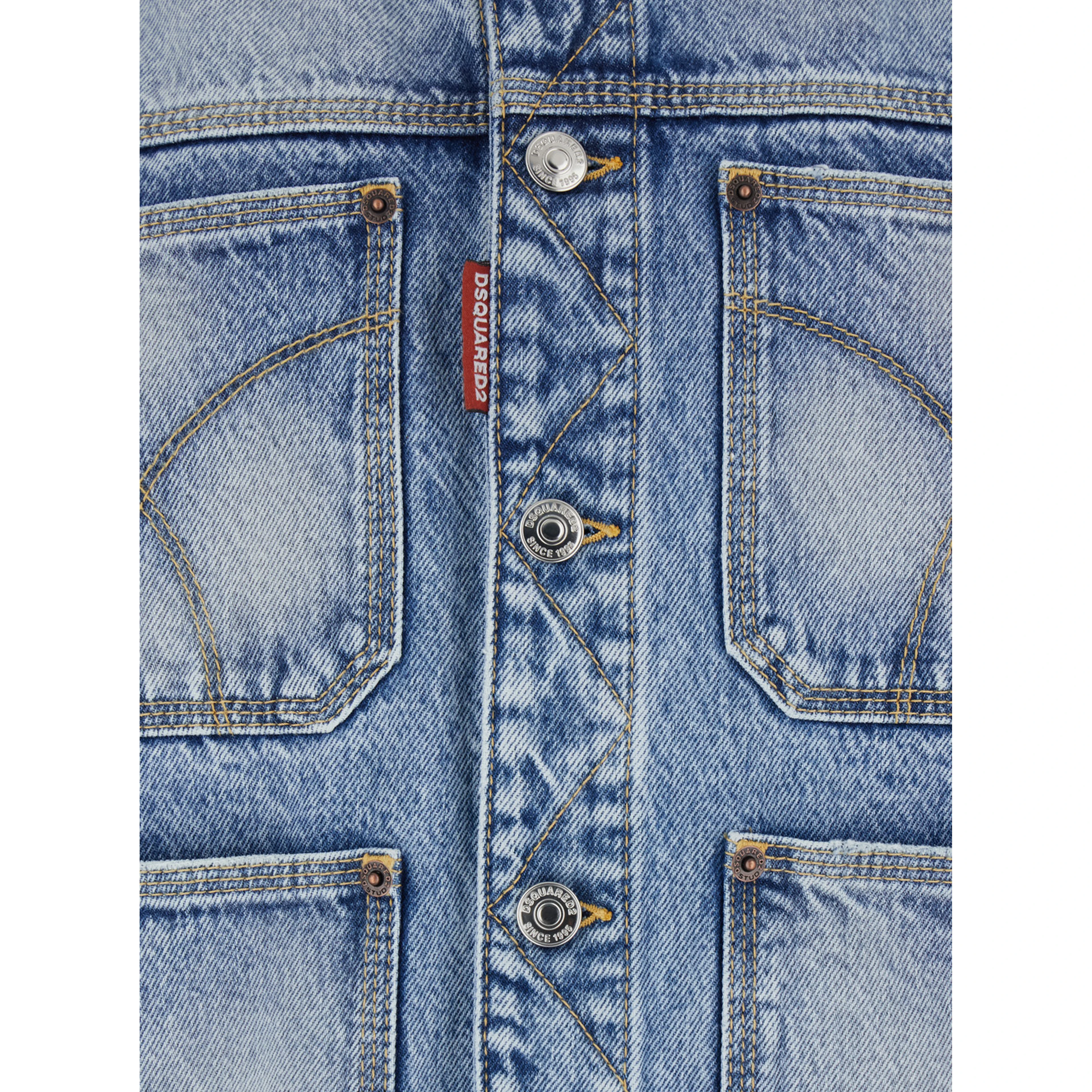 Light Blue Jacket 70s with Classic Collar and Four Patch Pockets on the Front in Denim for Men