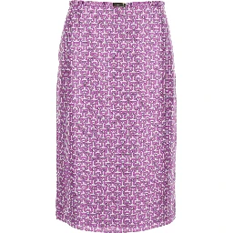 Purple Skirt with Front Logo Patch and All-Over Print for Women