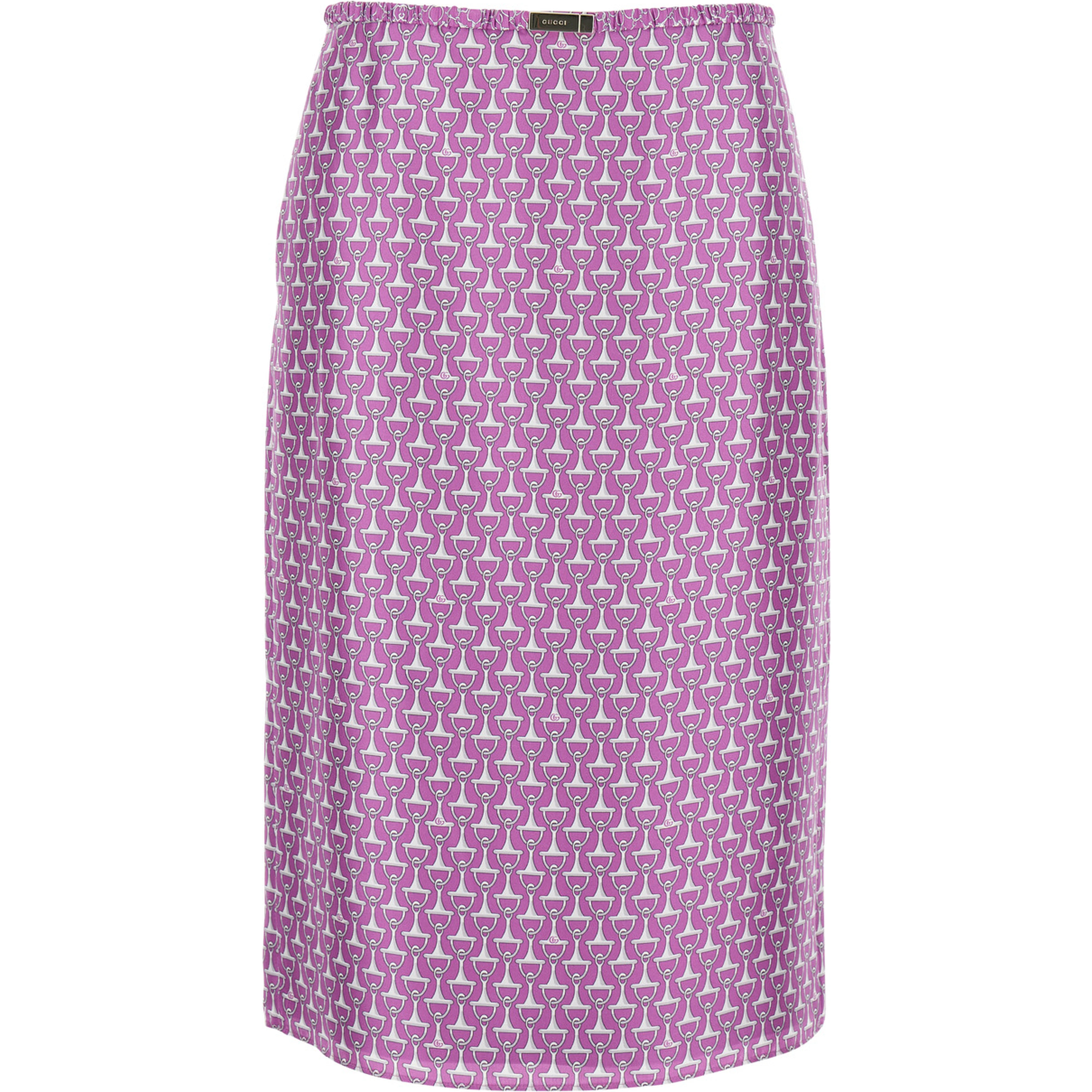 Purple Skirt with Front Logo Patch and All-Over Print for Women