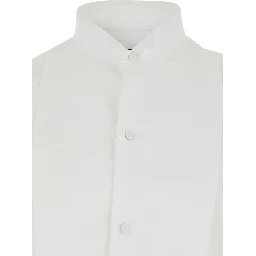 White Long-Sleeved Shirt with Tone-on-Tone Button Closure in Cotton for Men
