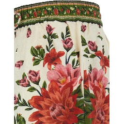 Wonder Multicolor Shorts with Drawstring Elastic Waist and All-Over Floral Print in Linen Blend Woman