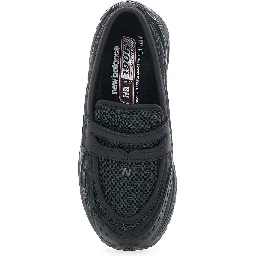 Lifestyle Black Sneakers with Slip-On Design and Mesh Inserts in Leather Unisex