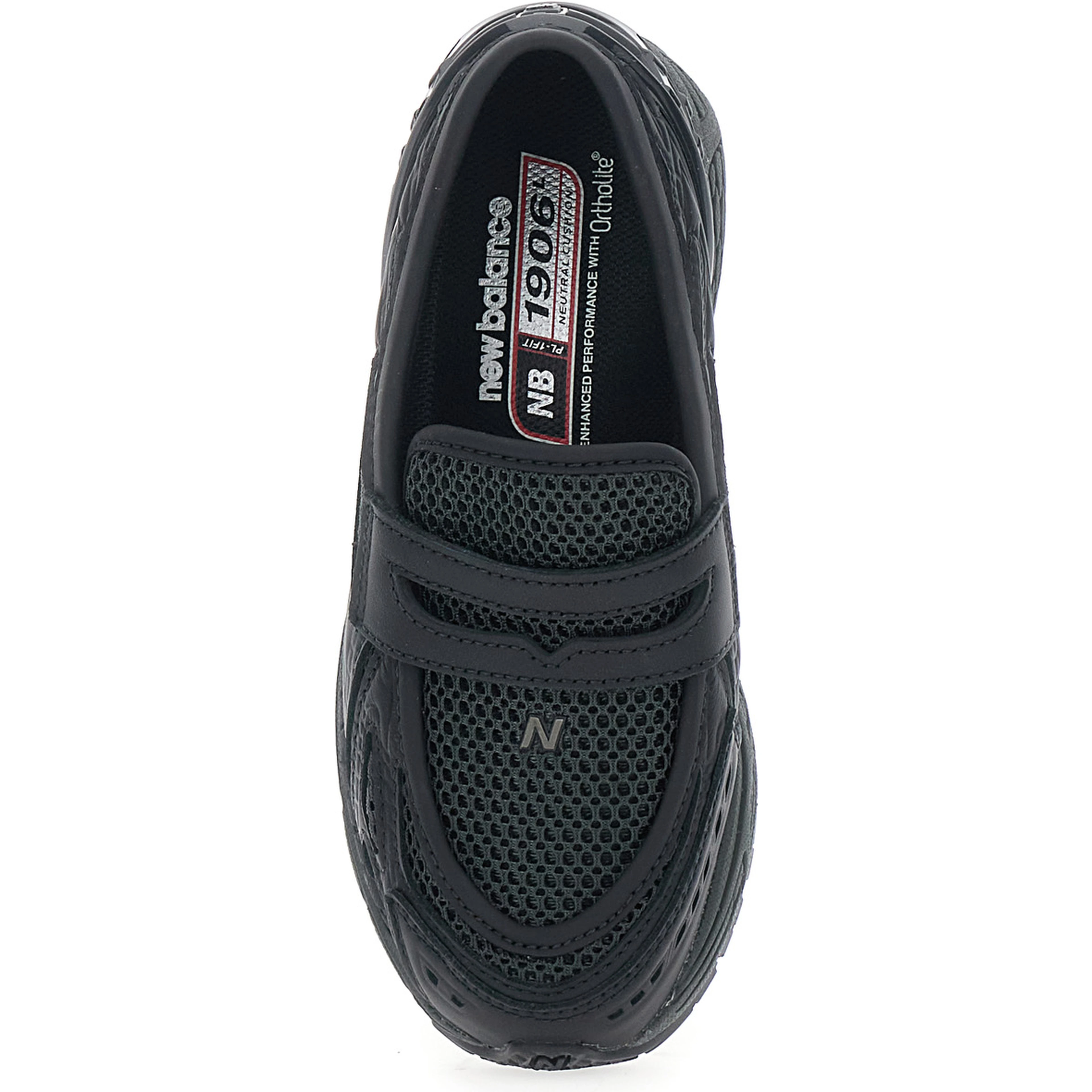 Lifestyle Black Sneakers with Slip-On Design and Mesh Inserts in Leather Unisex