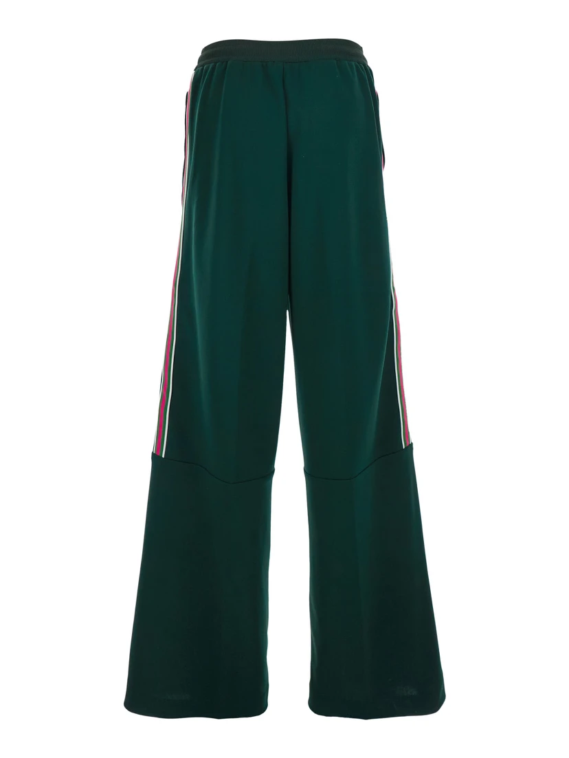 Green Pants with stripe details in tech fabric for Women