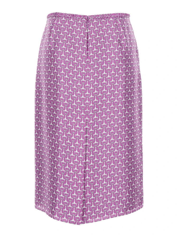 Purple Skirt with Front Logo Patch and All-Over Print for Women alternative