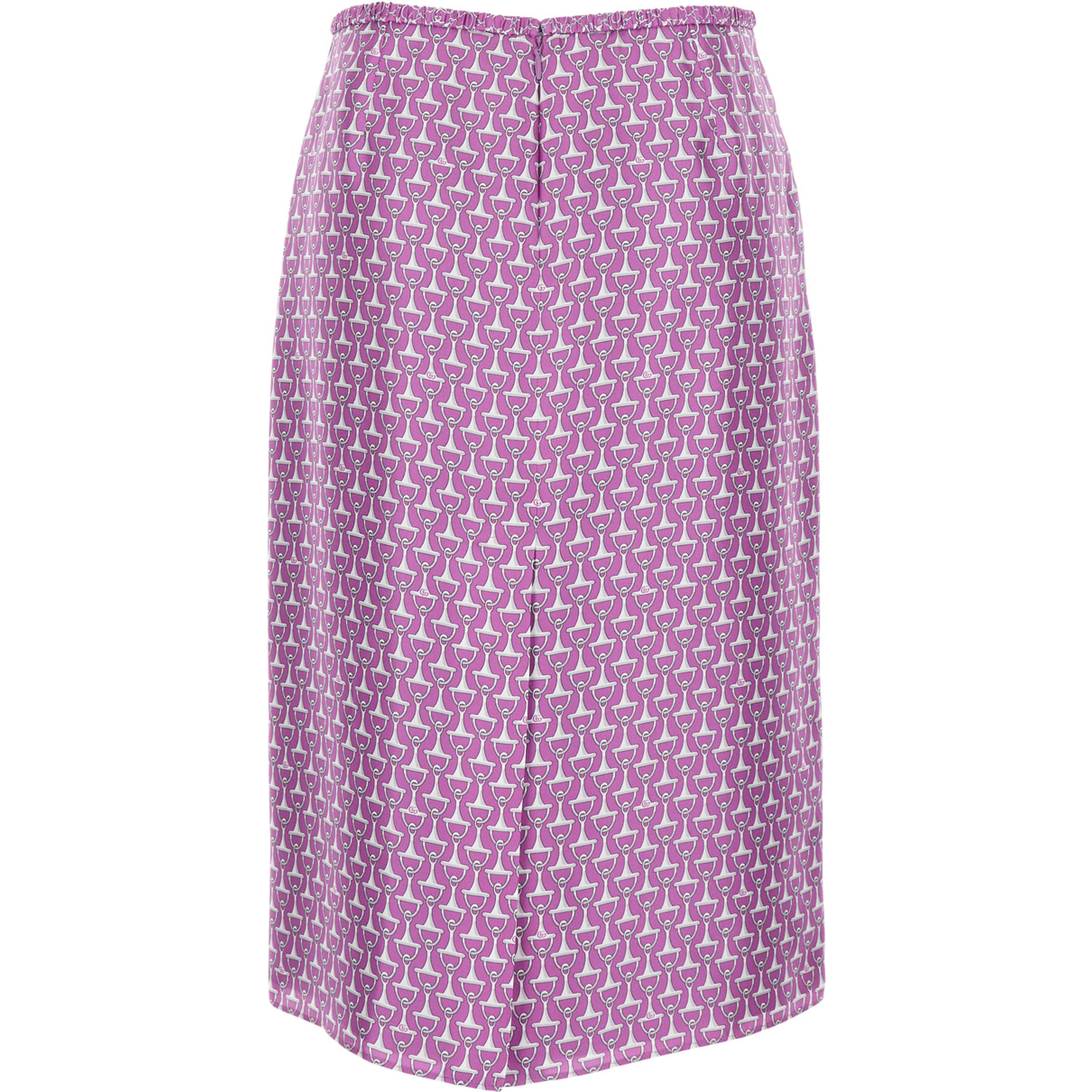 Purple Skirt with Front Logo Patch and All-Over Print for Women