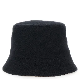 Black Hat with GG Logo Plate on the Front in Cotton for Women