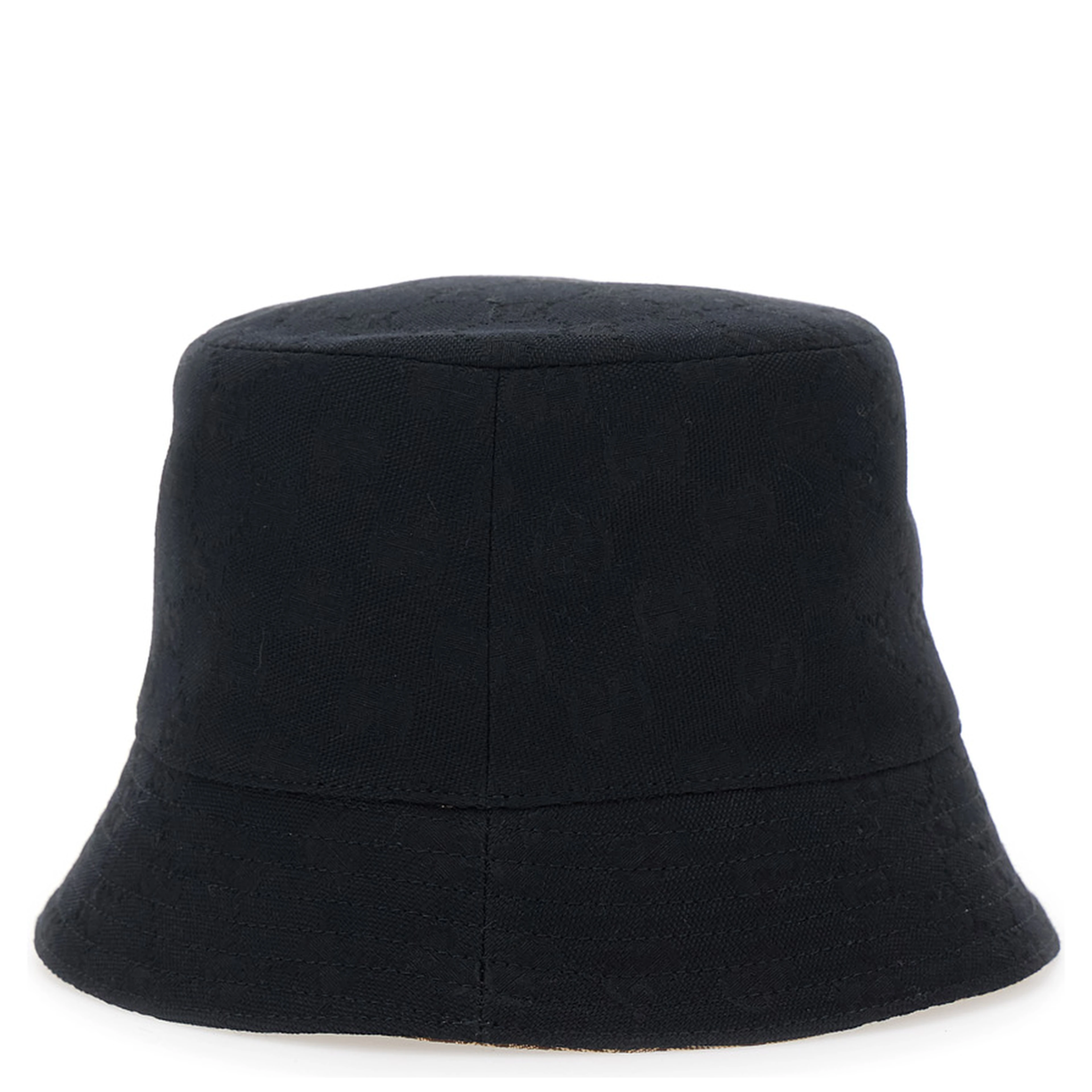 Black Hat with GG Logo Plate on the Front in Cotton for Women