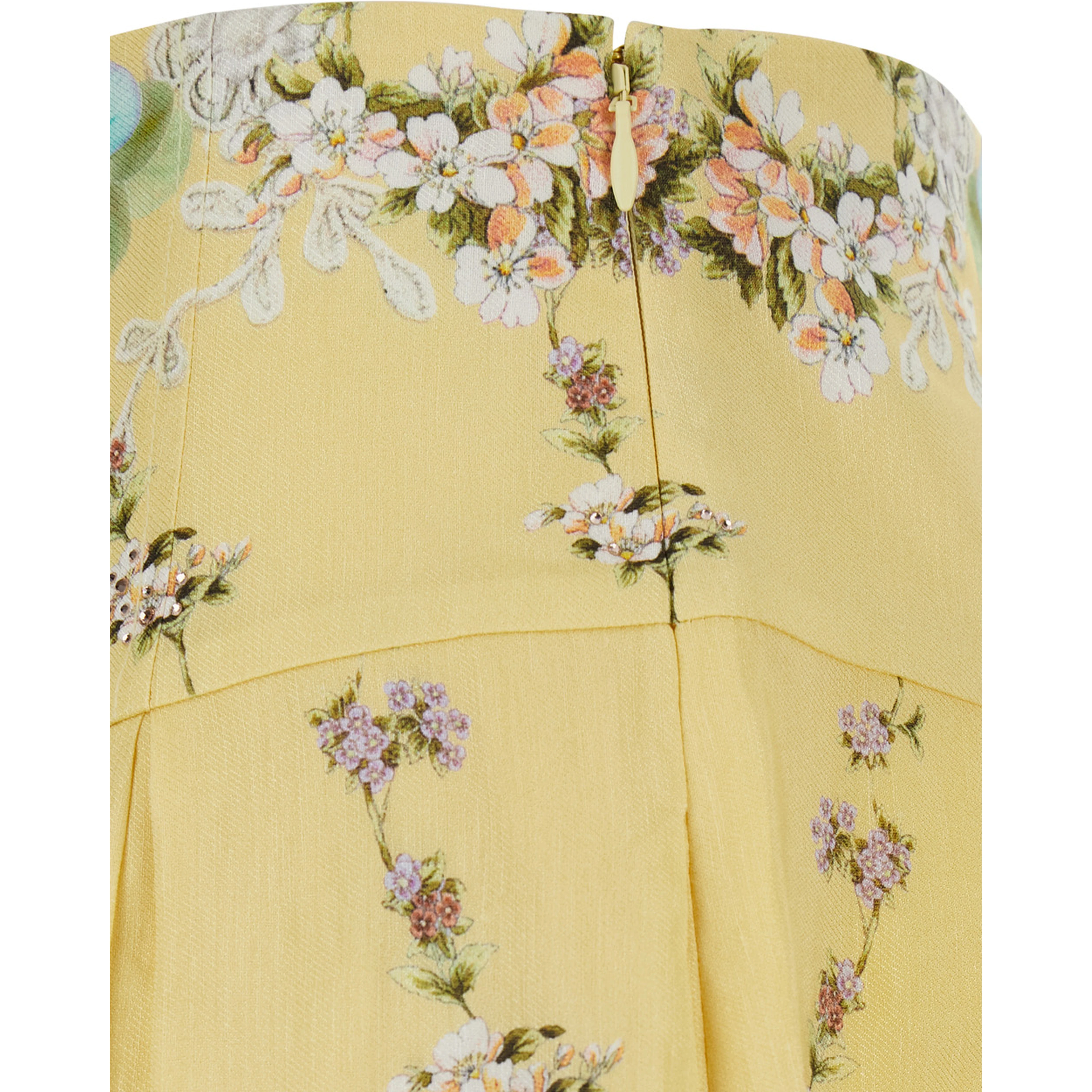 Multicolor Shorts with All-Over Floral Print and Crystal Embellishments in Linen and Silk Woman
