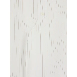White Shirt with All-Over Stripe Motif and Asymmetrical Front Detail in Cotton Woman