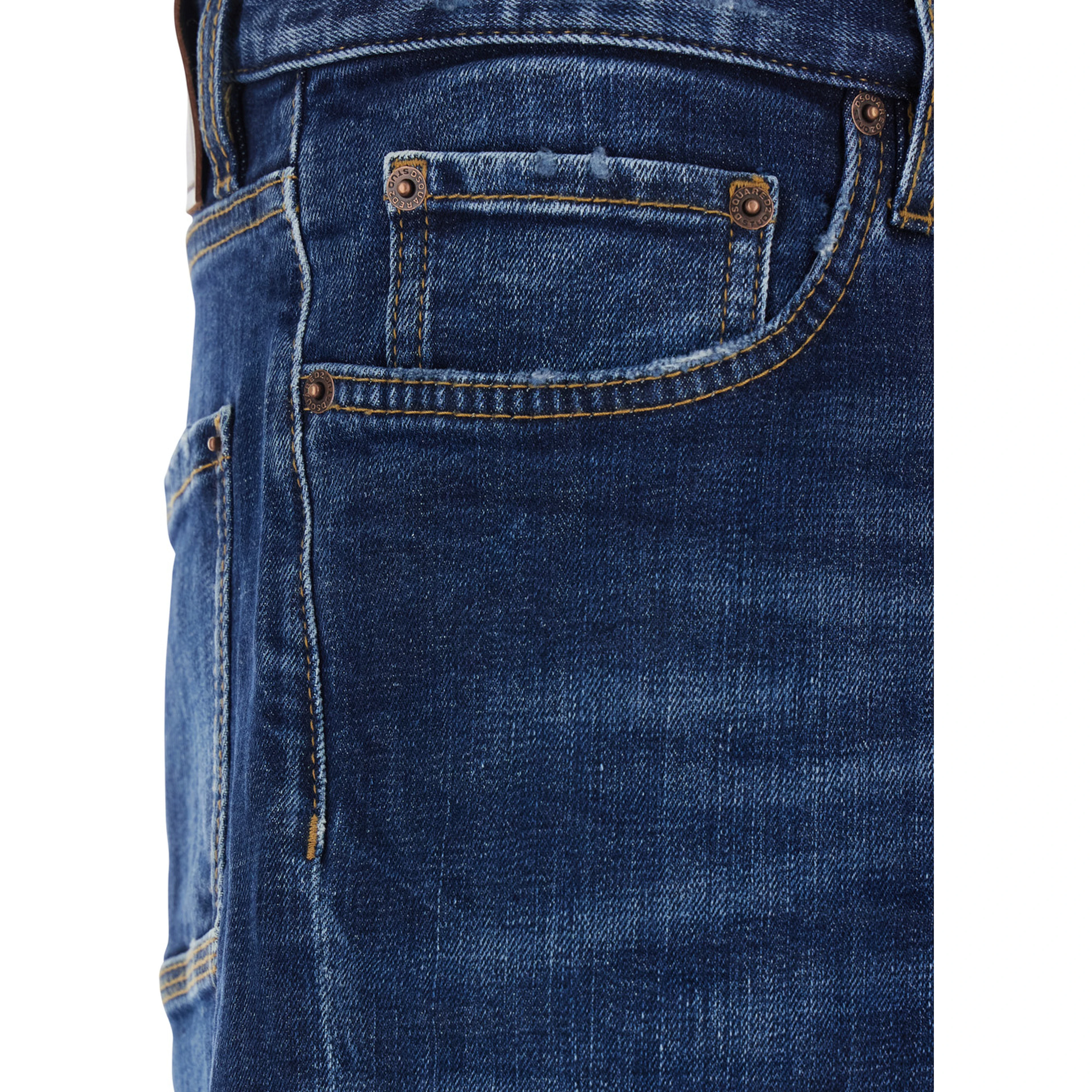 Blue jeans with five-pocket design and faded effect in denim for men