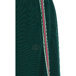 Green Pants with stripe details in tech fabric for Women