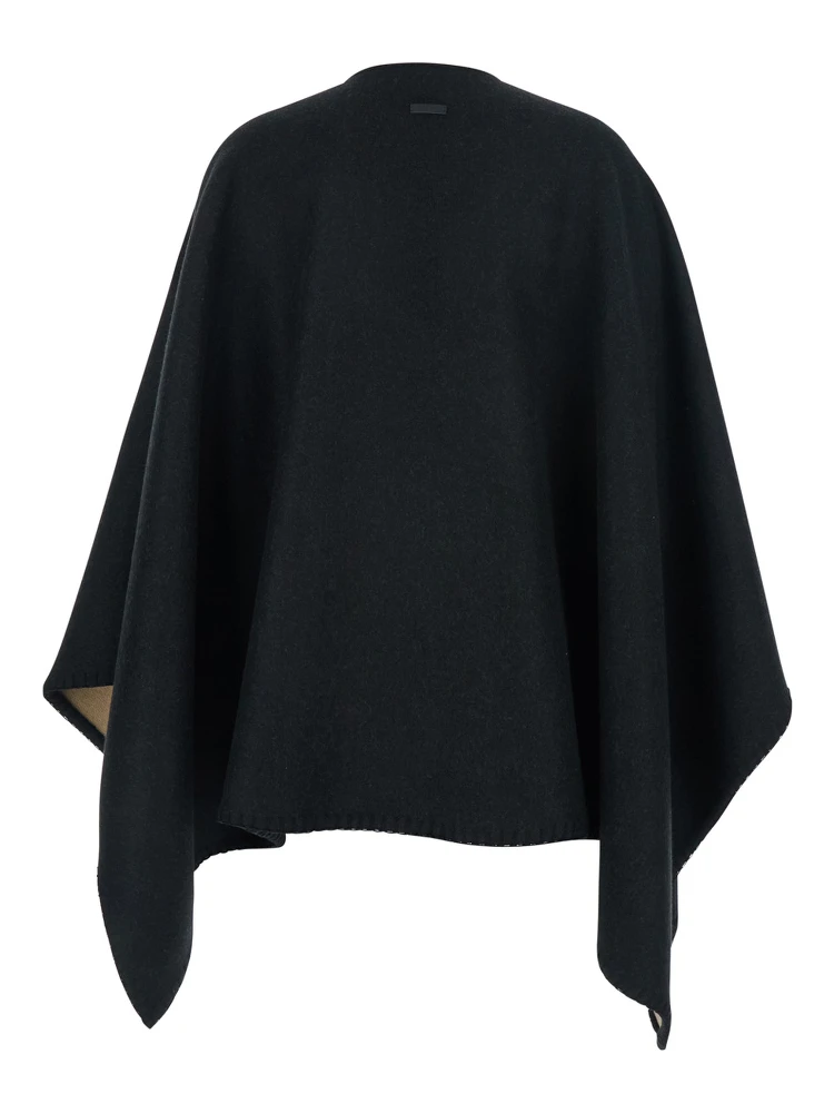 Black Reversible Cape with Nadir Print and Logo Lettering on the Front in Cashmere and Wool for Women alternative