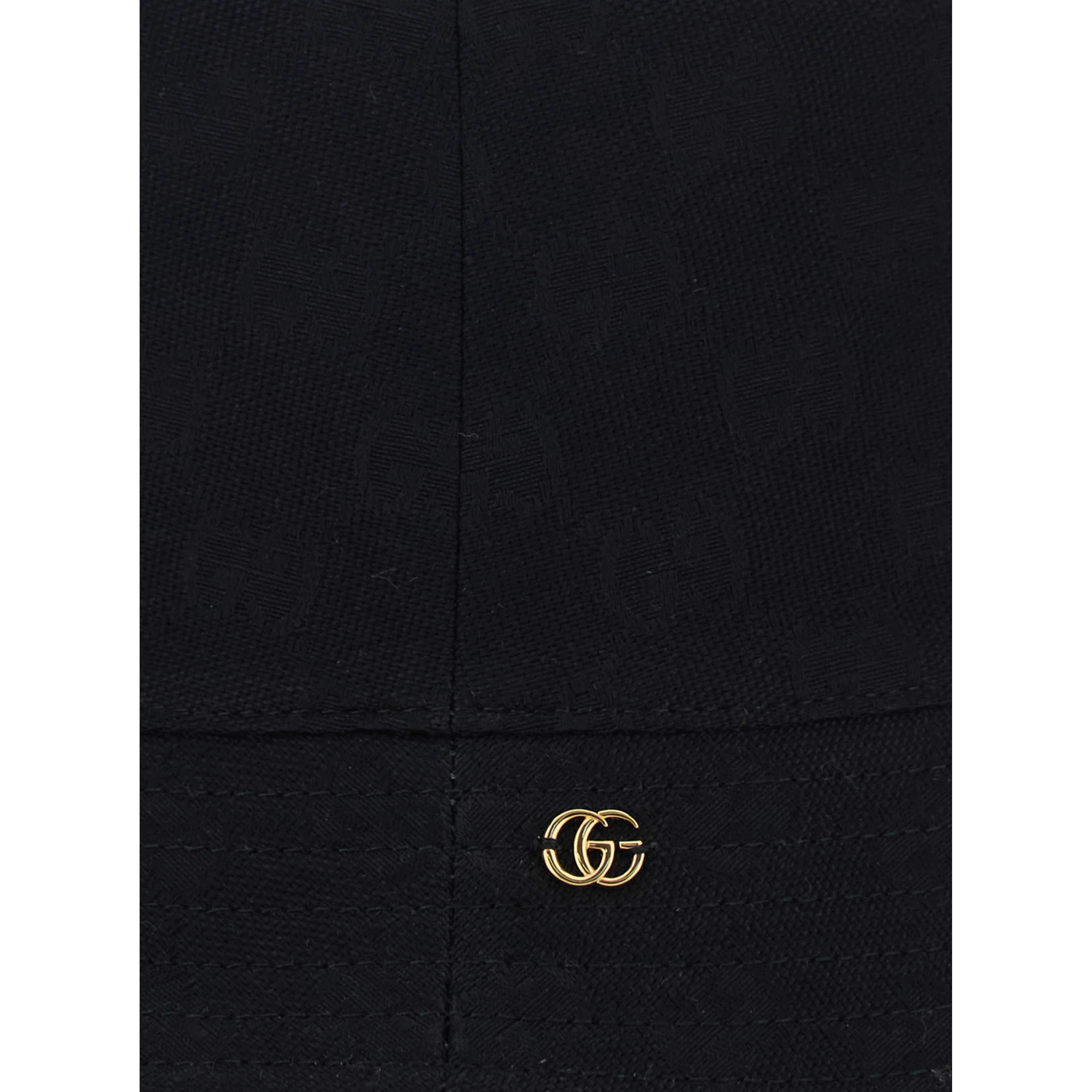 Black Hat with GG Logo Plate on the Front in Cotton for Women