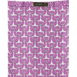 Purple Skirt with Front Logo Patch and All-Over Print for Women
