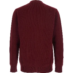 Bordeaux Cashmere Cardigan with V-Neck and GG Embroidery for Men