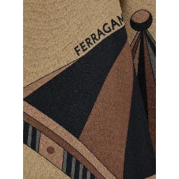 Black Reversible Cape with Nadir Print and Logo Lettering on the Front in Cashmere and Wool for Women