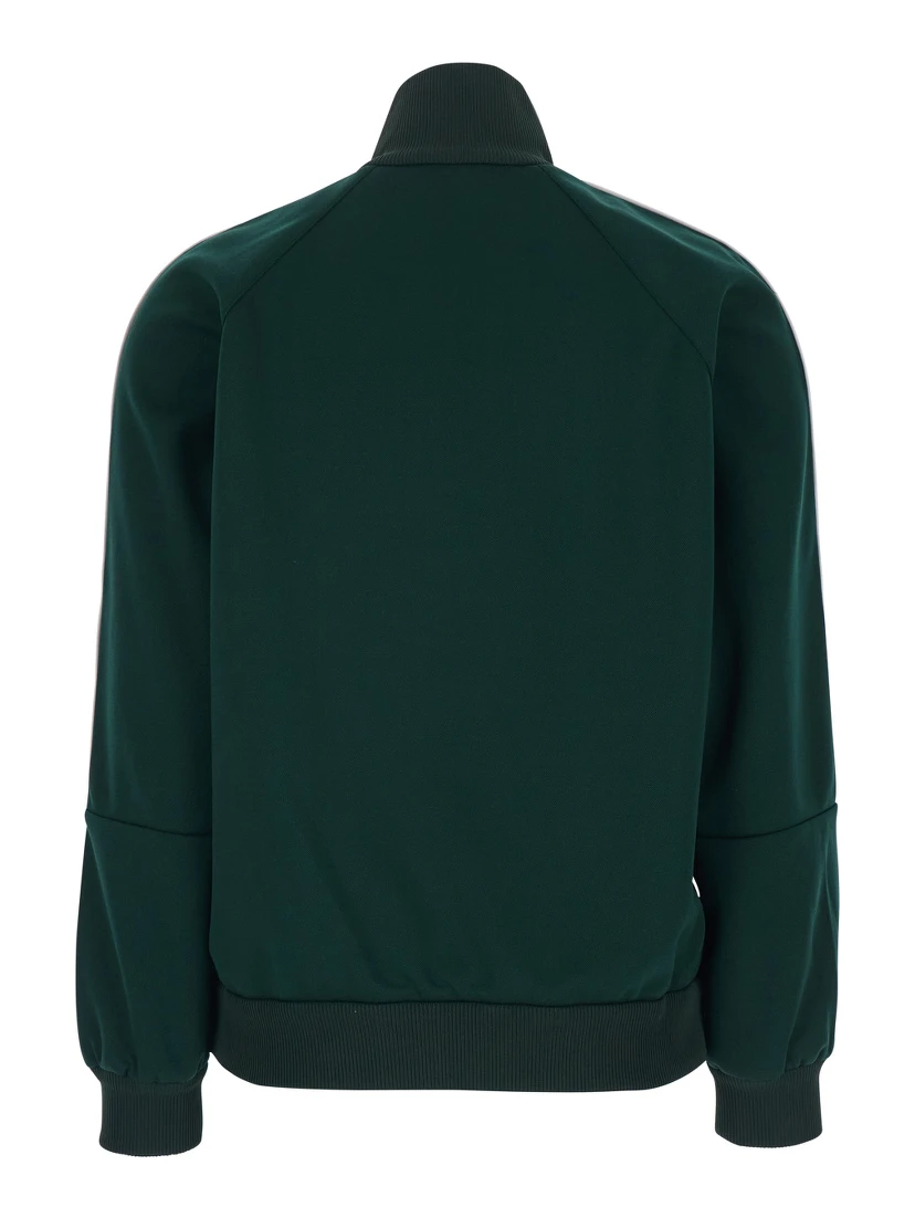 Green High Neck Sweatshirt with GG Embroidery on the Front and Web Motif on the Sleeves in Tech Fabric for Women