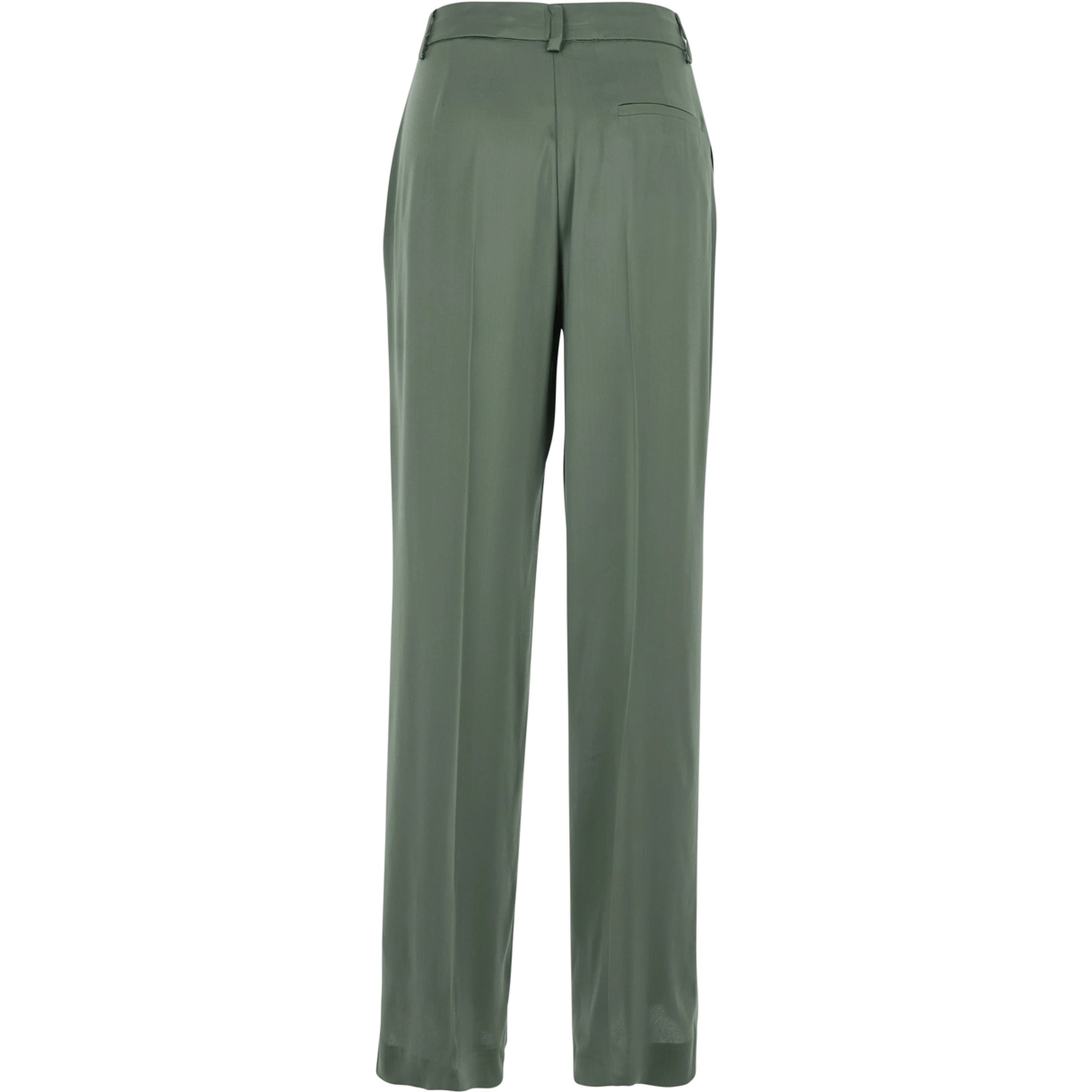 Green Panrts with Pences on the Front and Front Concealed Closure in Silk Blend Woman