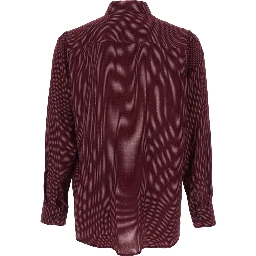 bordeaux long-sleeved Shirt with classic collar and micro polka dot pattern in silk for men