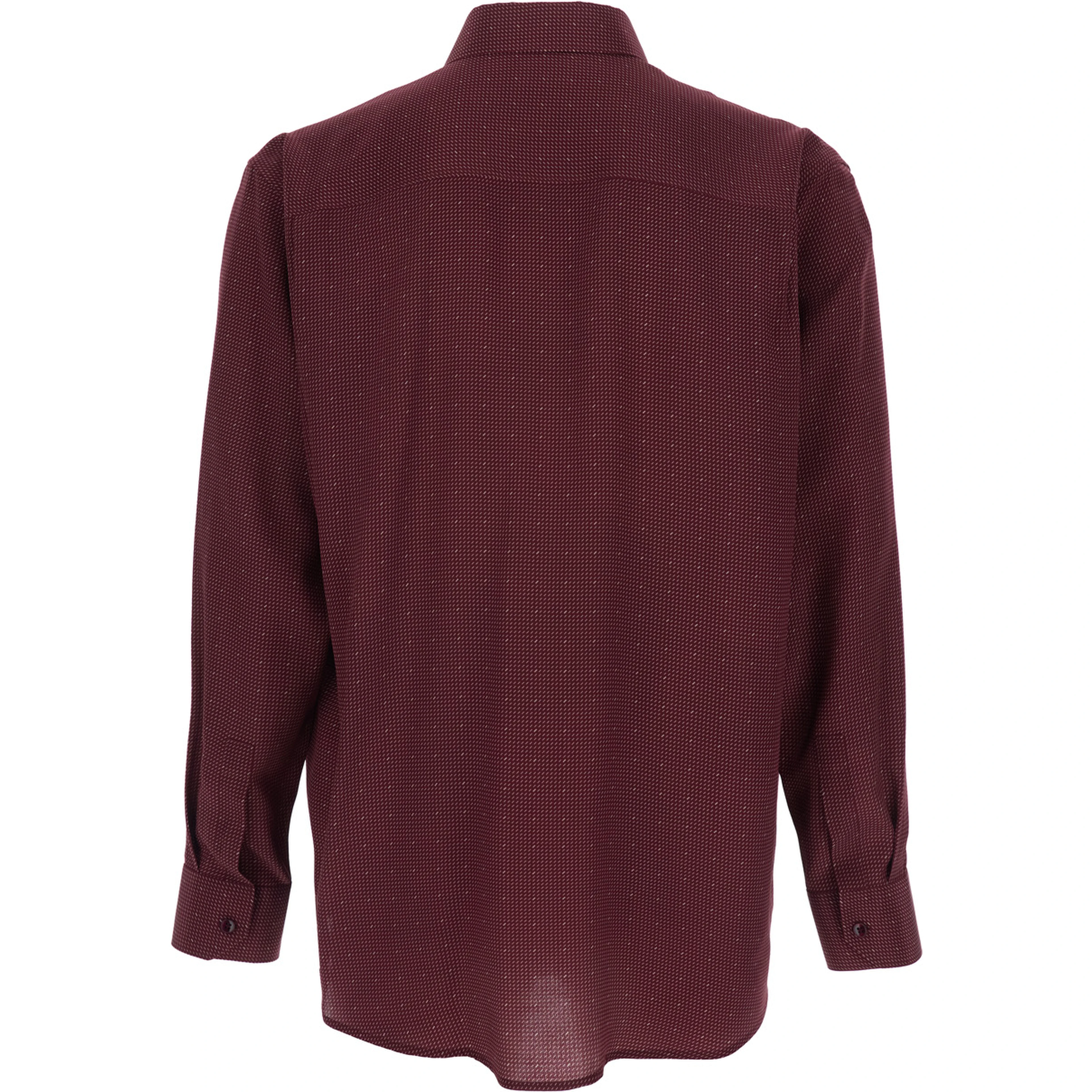 bordeaux long-sleeved Shirt with classic collar and micro polka dot pattern in silk for men