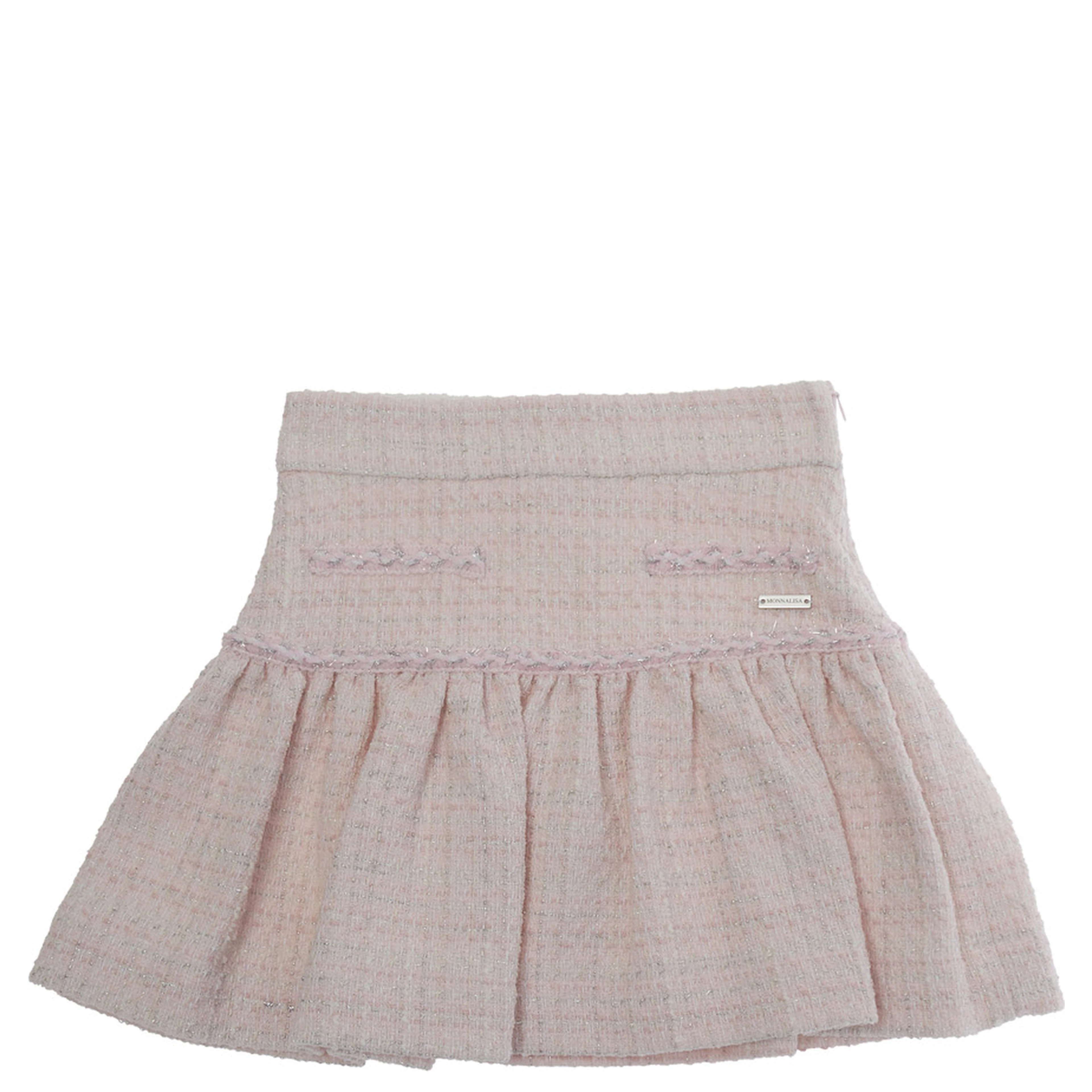 Flared Skirt and Tweed Effect Design in Cotton Blend for Girls