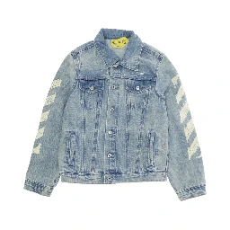 Blue Jacket with Diagonal Details on Sleeves and Back for Girls